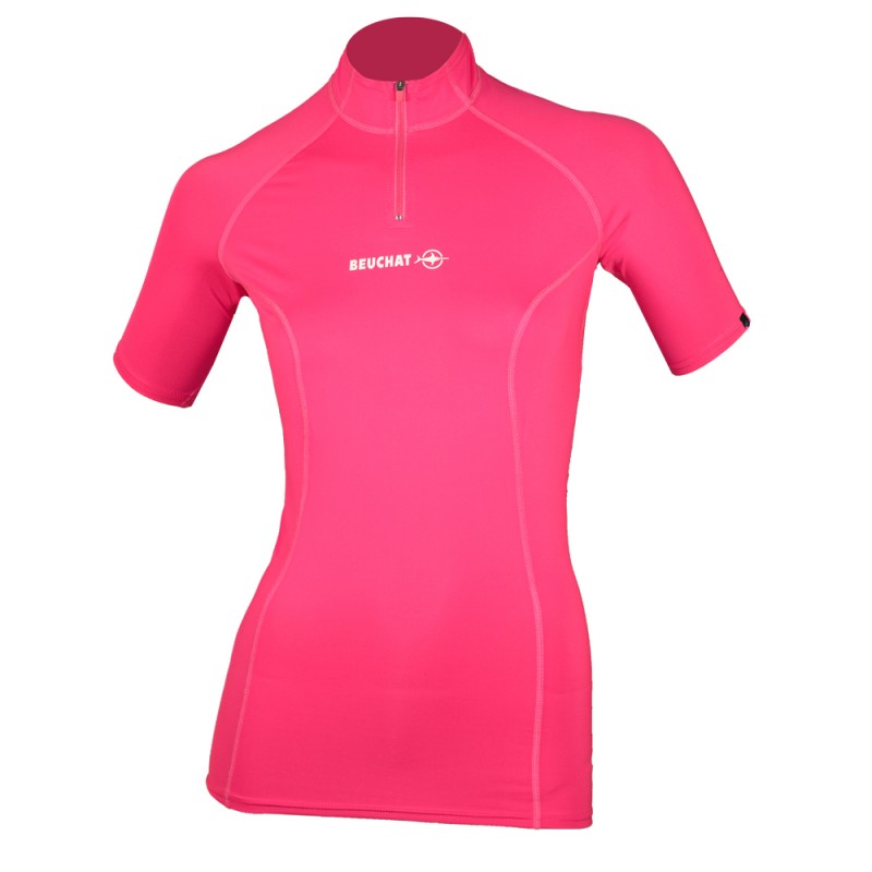 RASHGUARD ATOLL FEMME - LYCRA (UPF 50+) - MANCHES COURTES - ROSE